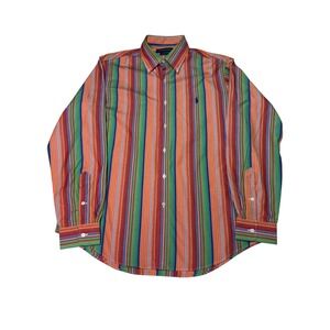 Ralph Lauren Golf Custom Fit Striped Button‎ Down Shirt - Mens Large